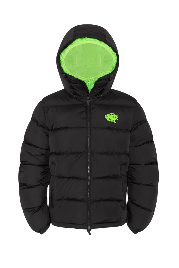 SYNA DOUBLE PUFFER JACKET BLACK / NEON GREEN SYNA DOUBLE PUFFER JACKET BLACK / NEON GREEN