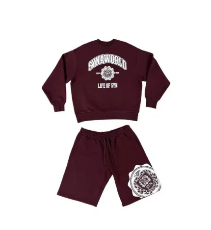 VARSITY CREW SHORT SET – BURGUNDY